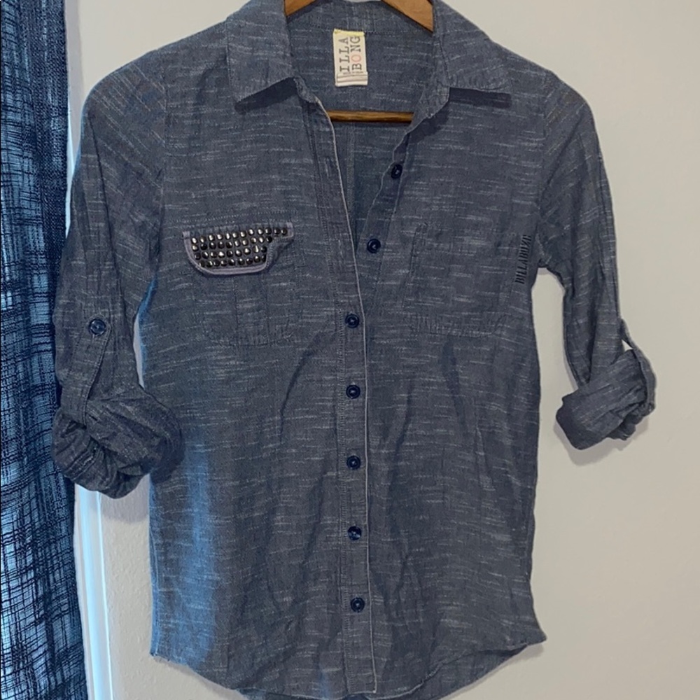 Billabong Button Up Top with Studs - Size Small